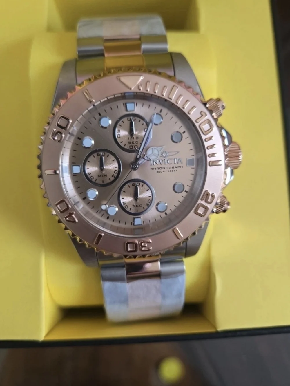 1775 Invicta Pro Diver Men’s Rose Gold and Silver Two-Tone Watch 43.5mm
